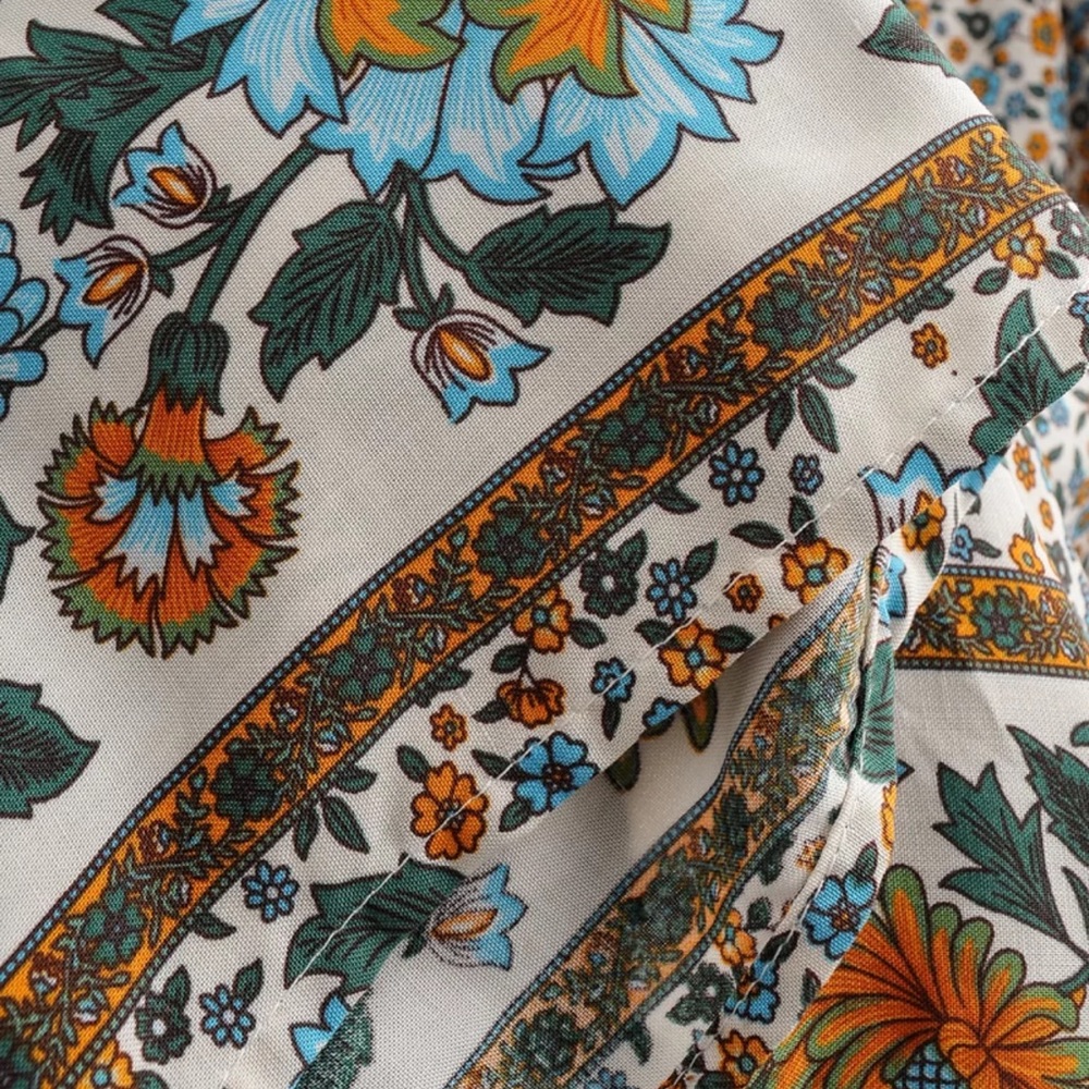 Boho maxi dress floral print cottagecore yellow - Picture 6 of 7